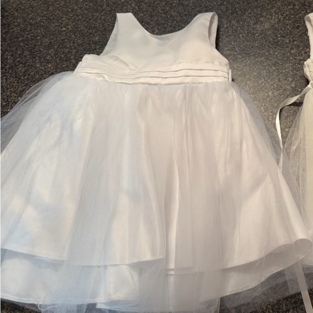 Baby Girl White Flower Girl, Baptism, Birthday Dress